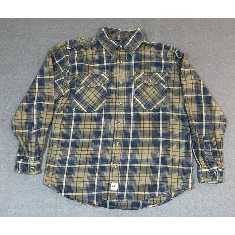 Eddie Bauer Flannel Foreman Fit Workwear Plaid Button Up Shirt Mens Size L